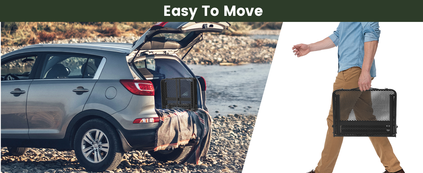 WildFinder 2x1.3 FT folding table folded and carried, easy to move