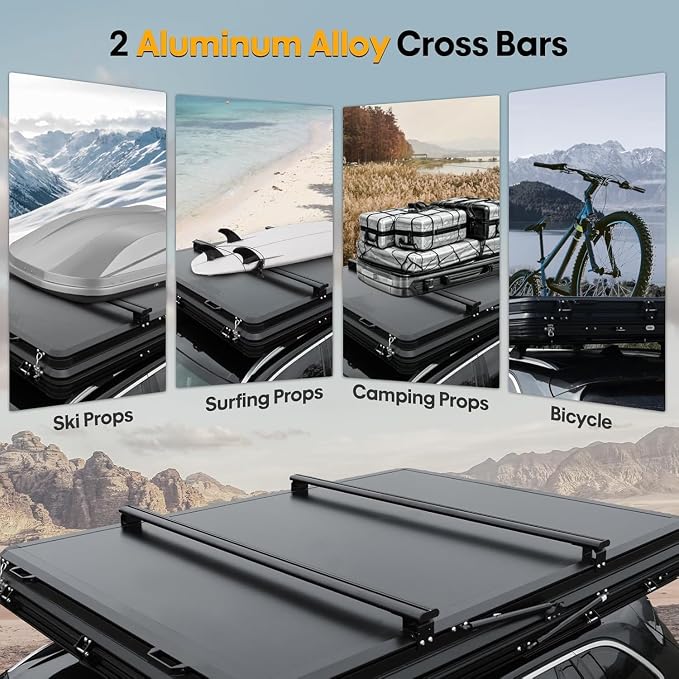 WildFinder rooftop tent with two aluminum alloy cross bars for ski, surf, camping and bicycle gear
