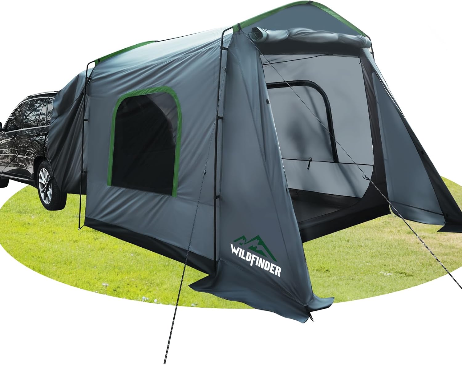 WildFinder SUV family car tent attached to an SUV trunk