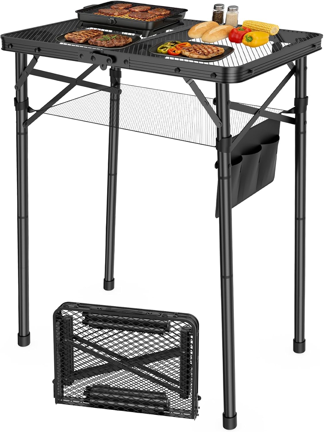WildFinder 2x1.3 FT extra-tall folding camping table with food and storage