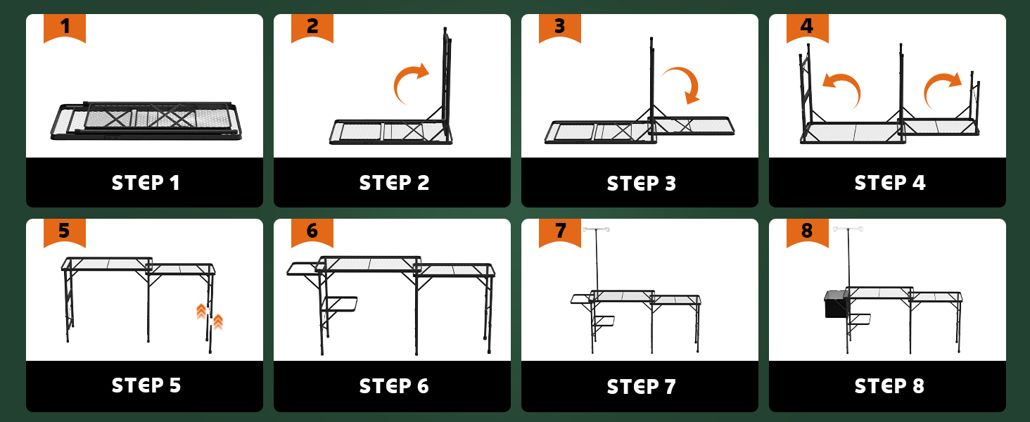 WildFinder cooking station eight-step setup guide