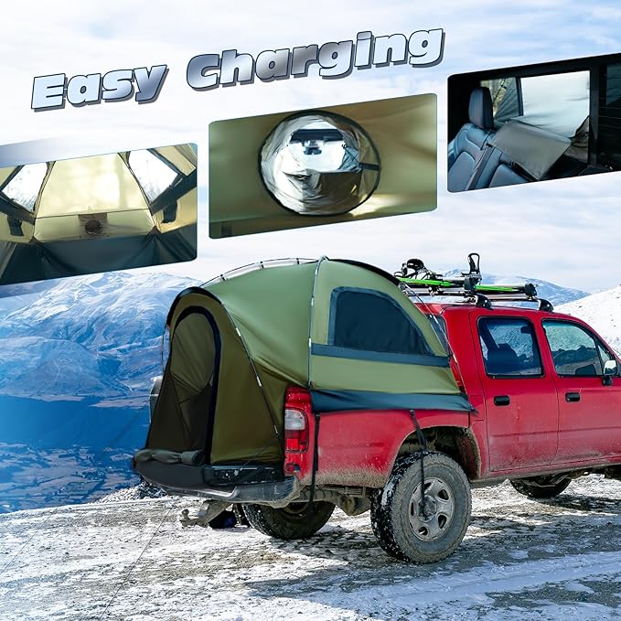 WildFinder truck bed tent easy charging through power cable tunnel