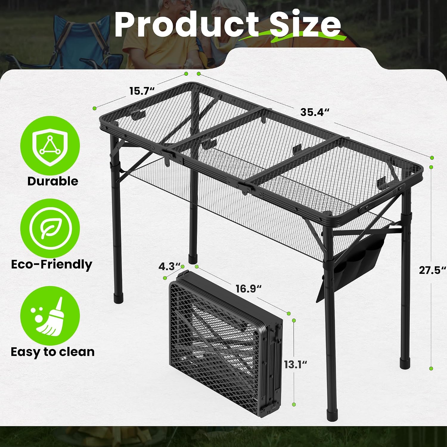 WildFinder 3x1.3 FT table product size, 35.4 by 27.5 inches