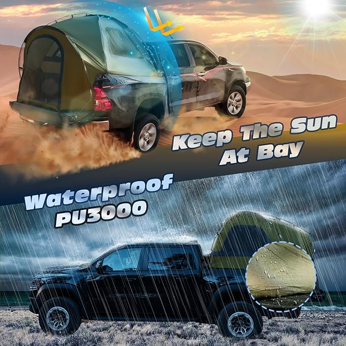 WildFinder truck bed tent PU3000 waterproof and sun protection on a pickup