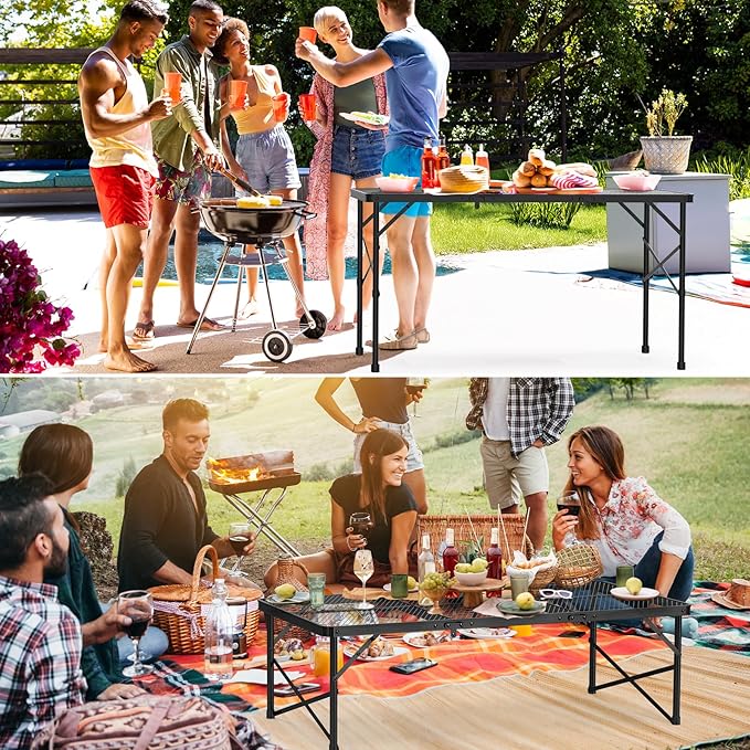 WildFinder 4x2 FT folding grill table at a backyard party and picnic