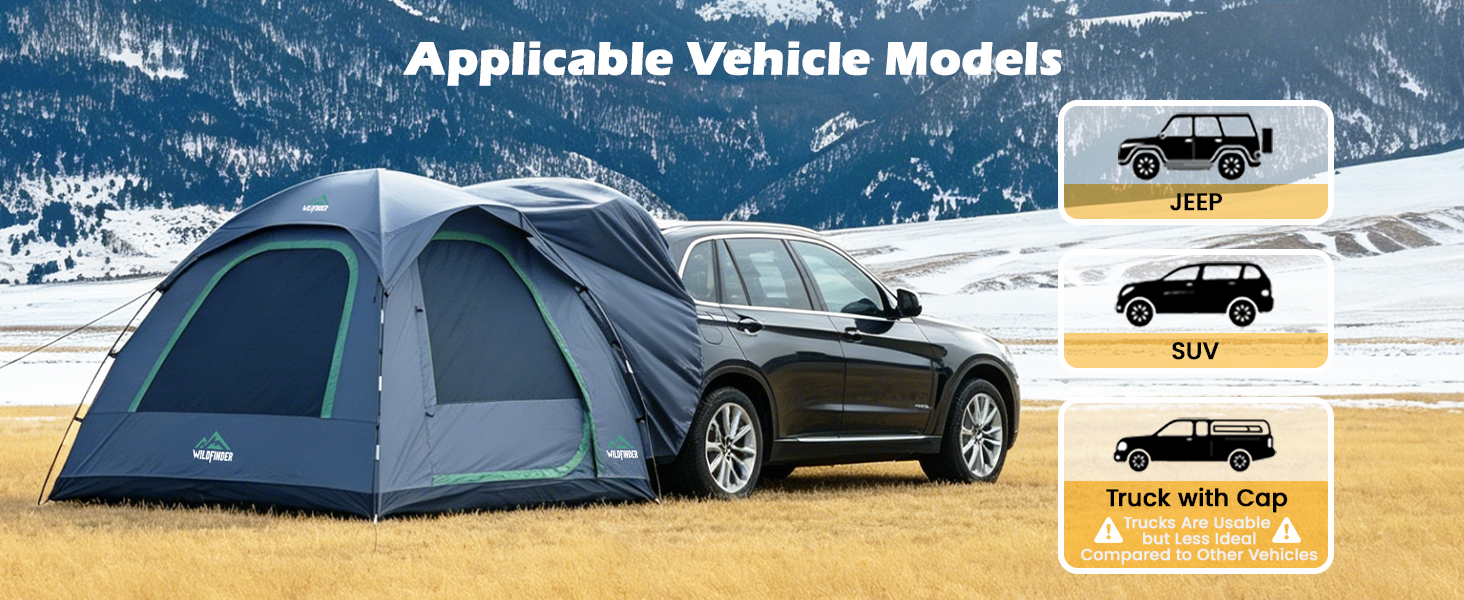 WildFinder SUV tent applicable vehicle models: Jeep, SUV, truck with cap