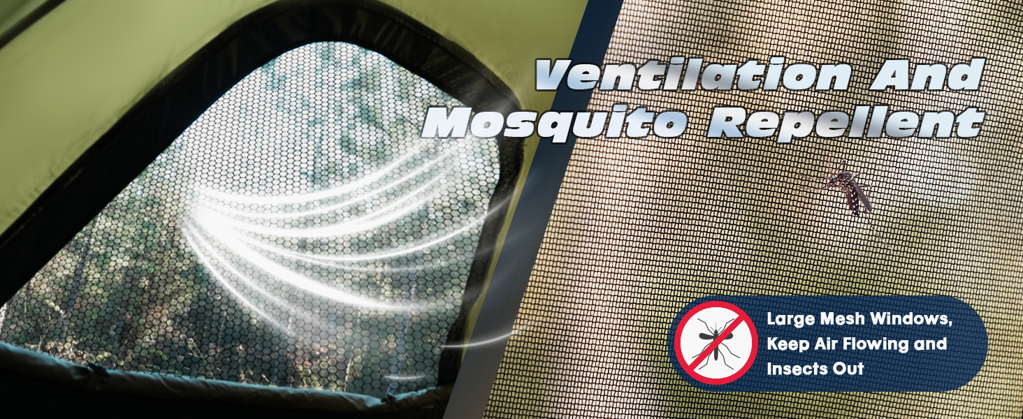 WildFinder truck bed tent large mesh windows for ventilation and insect protection