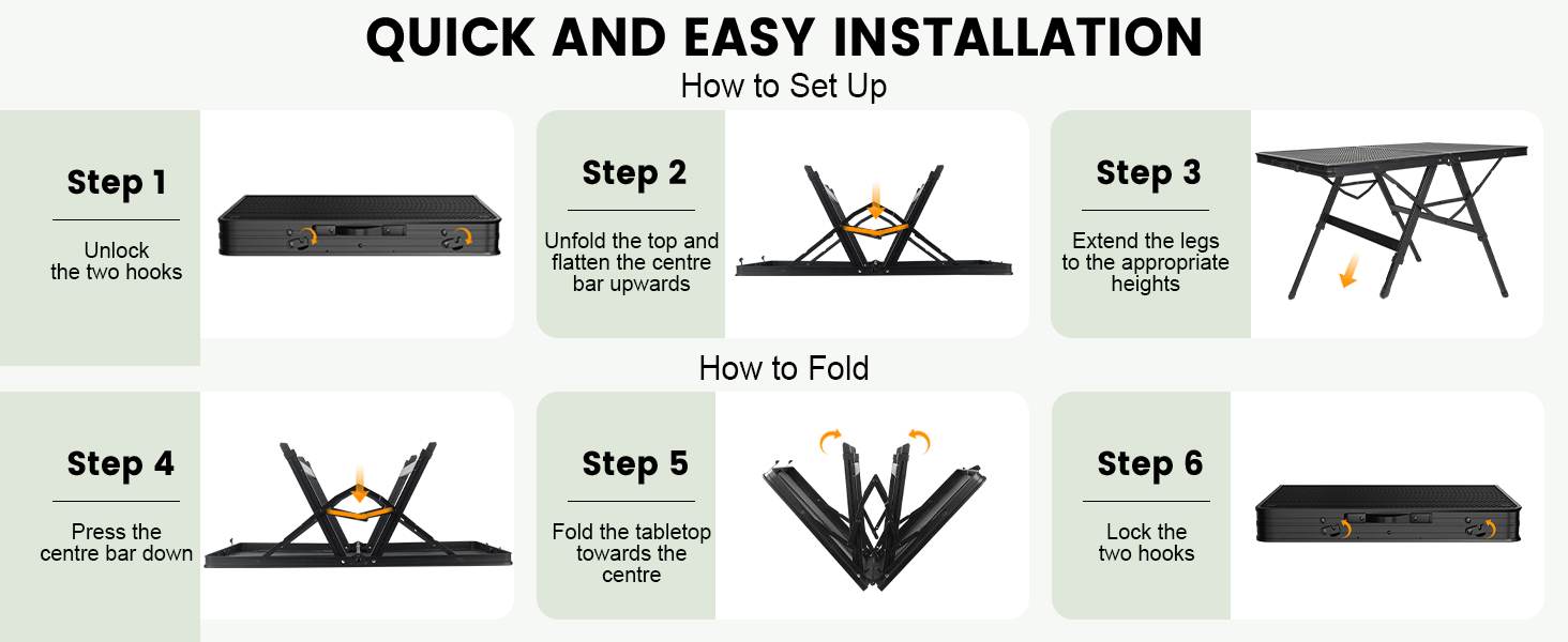 WildFinder 3 FT folding table quick and easy installation steps