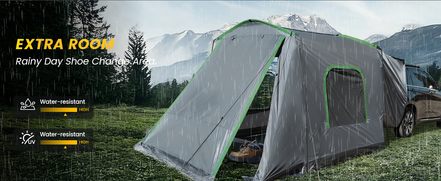 WildFinder SUV tent extra room rainy-day shoe change area