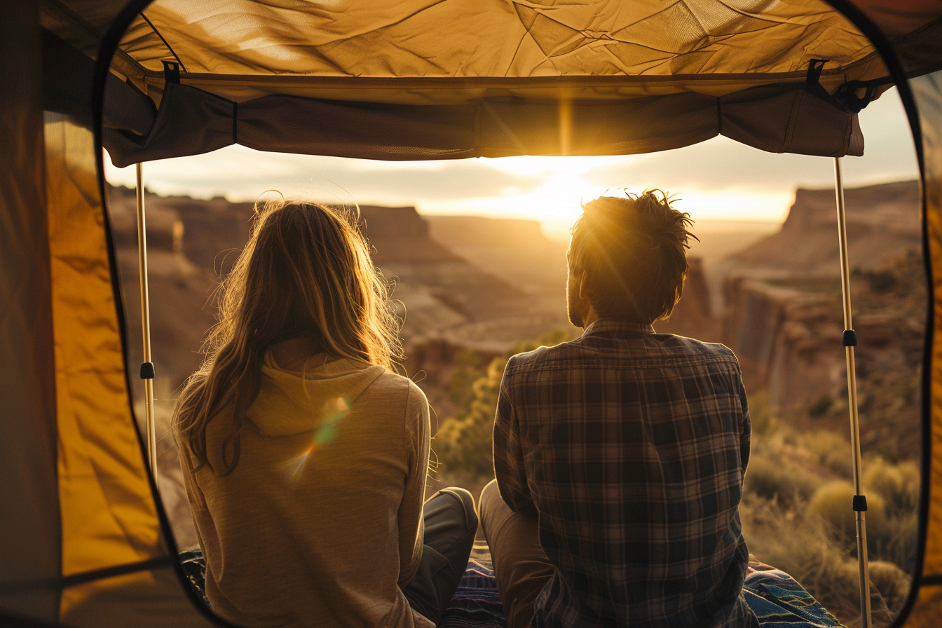 Camping with WildFinder Gear at golden hour